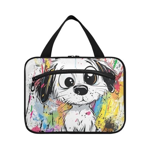 A Cartoon Hund hängende große Kosmetiktasche für Frauen mit Haken, Designer faltbare Make-up-Kosmetiktasche für Erwachsene Kreuzfahrten estuches para maquillaje L von voucong