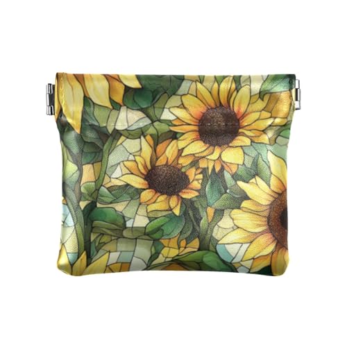Ästhetische Sonnenblumen-Ödland-PU-Leder, kleine Münzbörse, wasserdicht, Schmuck für Frauen, Reisen, Ästhetisches Sonnenblumen-Ödland, 1 size, Druckkunst von voucong