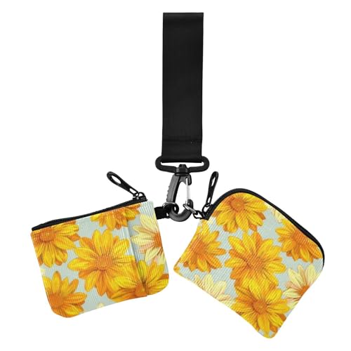 Art Sun Flower Dual Wristlet Wallets for Women Slim Portable ID Card Protector with Zipper Pocket for Women 2 Packs, Kunst Sonnenblume, 1 size, Druckkunst von voucong