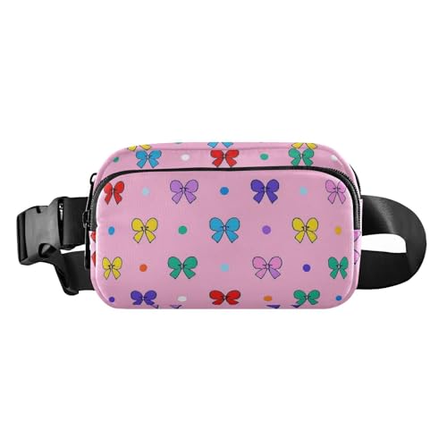 Bauchtasche mit Cartoon-Schleife, für Damen und Herren, große Kapazität, Brustgürtel, Bauchtasche mit verstellbarem Gurt, für Reisen, Laufen, Wandern, Rosa, Bunte Cartoon-Schleife, rosa, 1 size von voucong
