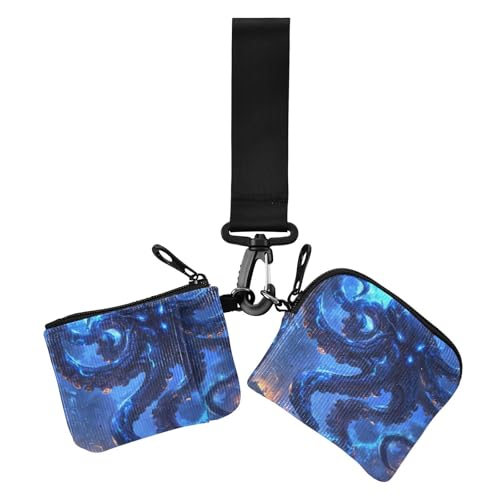 Blau Cyberflash Tier Meer Frauen Münze Brieftasche Kartenhalter große Kapazität Münze Austausch Halter mit Handschlaufe für Damen 2er-Pack, Blau Cyberflash Tier Meer, 1 Größe, Druck Kunst, Blue von voucong