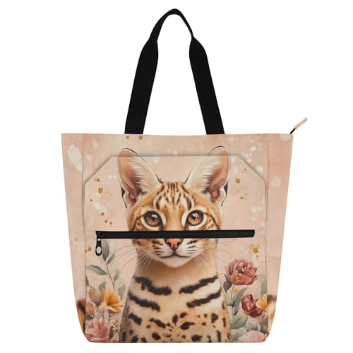 Boho Orange Cats Simple Kids Cute Tote Bags for Kids Adults Waterproof Teacher Tote Bags Handbags with Inner Pockets for College Shopping Beach von voucong