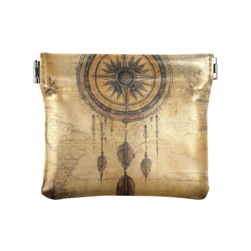 Boho Vintage Mysterious Symbol Frauen PU Leder Münzgeldbörse Tragbarer Schmuck-Organizer für Frauen, Boho Vintage Mysterious Symbol, 1 size, Druckkunst von voucong