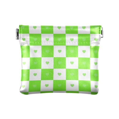 Buffalo Plaid Kariertes Herz Grün Damen Leder Münzbörse Geldbörse Geldbörse Wasserdicht Mini Münzbörse Beutel für Frauen Reisen, Büffelkaro Herz grün, 1 size, Druckkunst Buffalo Plaid Kariertes Herz Grün Damen Leder Münzbörse Geldbörse Geldbörse Wasserdicht Mini Münzbörse Beutel für Frauen Reisen, Büffelkaro Herz grün, 1 size, Druckkunst von voucong
