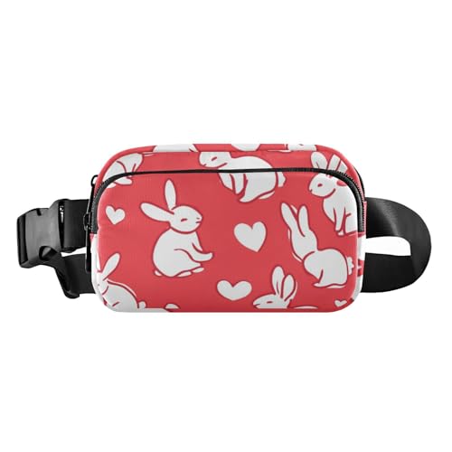 Bunny Line Gürteltasche mit Herzmotiv, trendig, für Damen und Herren, wasserabweisend, mit verstellbarem Riemen, für Radfahren, Wandern, Fitnessstudio, Bunny Line Art Herz Valentine Cartoon, 1 size von voucong