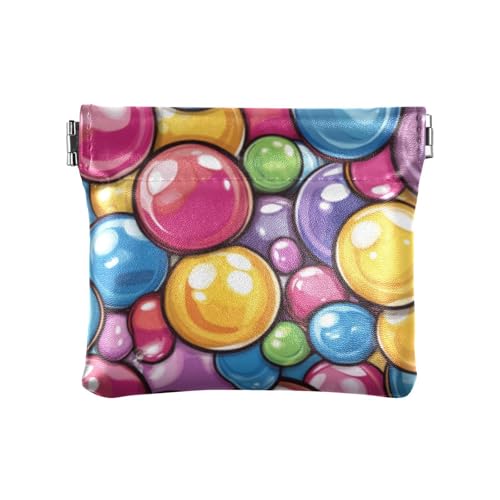 Bunte Bubble Leder Geldbörse für Damen und Herren, bunte Blase Cartoon Cartoon 1 Size, Kunstdruck, Cartoon, bunte Blase, One Size, Kunstdruck von voucong