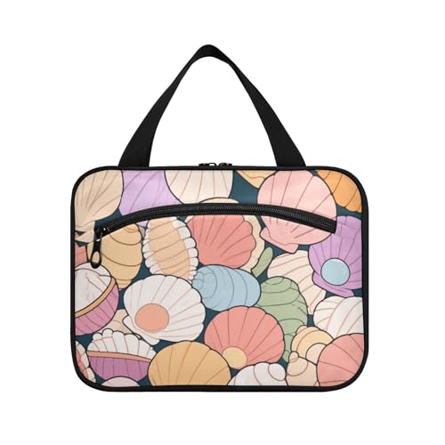 Bunte Cartoon-Muscheln, hängende Reise-Make-up-Tasche für Frauen mit Haken, Designer-Tasche für Männer und Frauen, ein Muss für Camping, Bolsas para maquillaje L von voucong