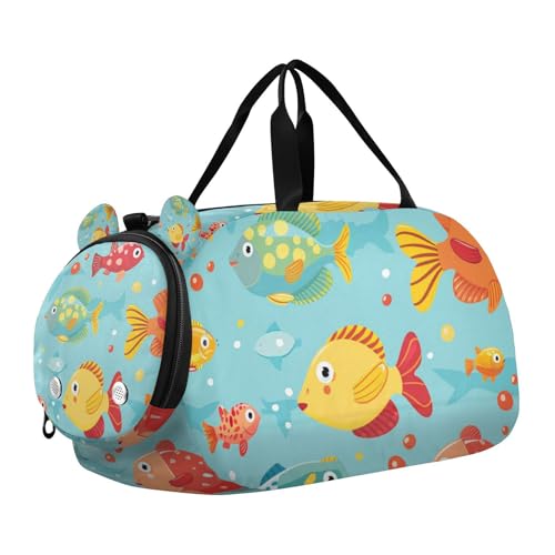 Bunte Fisch-Reisetasche für Kinder, mit Schuhfach, multifunktional, für Reisen, Schwimmen, Tanzen, Ballett von voucong