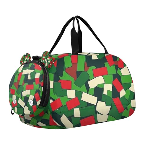 Camouflage-Mah-Jong-Stil Mädchen Gym Seesack mit Schuhfach Große Kapazität Weekender Übernachtung Seesack für Strand Schwimmen Pool Sport von voucong