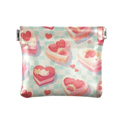 Cartoon Blush Color Cakes Damen Leder Münzgeldbörse Geldbörse Wasserdicht Mini Kartenhalter Geldbörse für Frauen, Cartoon-Rouge-Kuchen, 1 size, Druckkunst von voucong