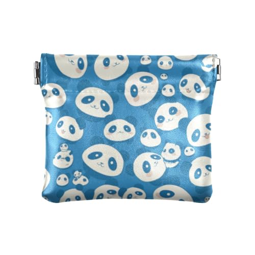 Cartoon Cute Blue Panda Damen PU Leder Münzgeldbörse Tragbarer Schmuck für Damen, Niedlicher blauer Panda, 1 size, Druckkunst von voucong