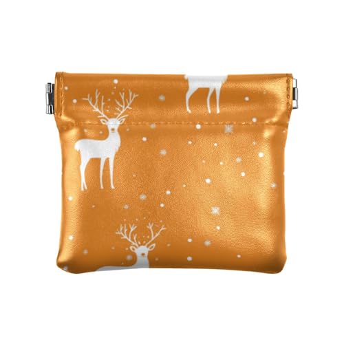 Cartoon Cute Christmas White Deer Womens Small Leather Coin Purse Waterproof Coin Holder for Women Travel, Cartoon-süßes weißes Weihnachts-Hirsch, 1 size, Druckkunst von voucong