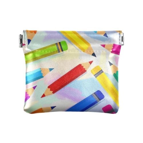Cartoon-Farbstifte, PU-Leder, kleine Münzbörse, niedliche Mini-Make-up-Tasche für Damen, Cartoon-Farbstift, 1 size, Druckkunst von voucong