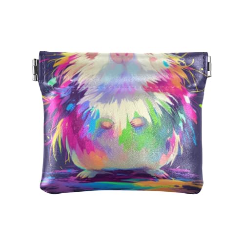 Cartoon-Geldbörse mit niedlichem Hamster-Kunstgemälde, PU-Leder, ausgefallene Mini-Geldbörse für Frauen, Cartoon-Hamster-Kunstmalerei, 1 size, Druckkunst von voucong