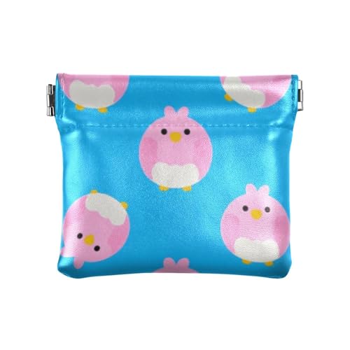 Cartoon-Geldbörse mit niedlichem rosa Vogel für Damen, Leder, praktischer Schmuck-Organizer für Damen, Niedlicher rosa Cartoon-Vogel, 1 size, Druckkunst von voucong