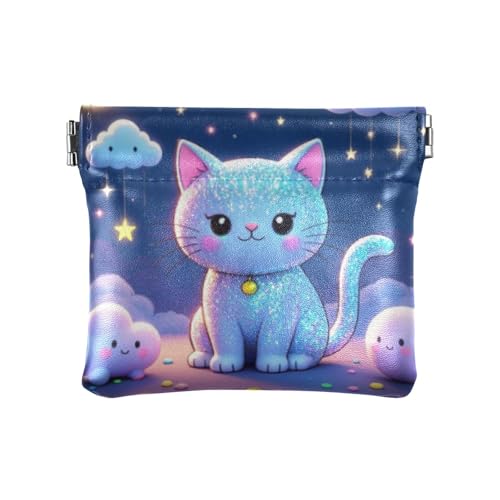 Cartoon-Geldbörse mit niedlicher Pailletten-Katze für Damen und Herren, Leder, einzigartige Karten-Schlüssel-Organizer für Frauen, Niedliche Cartoon-Katze, 1 size, Druckkunst von voucong