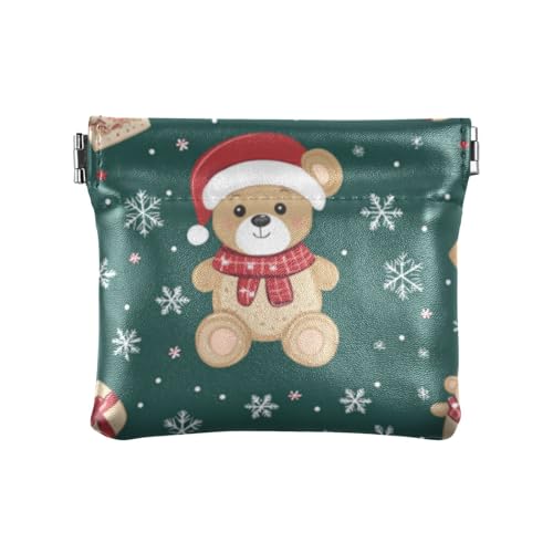 Cartoon-Geldbörse mit süßem braunem Weihnachts-Teddybär, PU-Leder, kleine Münzbörse, einzigartige Tasche, Geldbörse, Make-up-Tasche für Frauen, Reisen, Niedlicher brauner Weihnachts-Teddybär, 1 size, von voucong