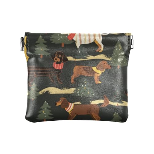 Cartoon-Hund und Baum, niedliche Damen-Geldbörse aus Leder, praktische Kosmetiktasche für Damen, Cartoon Hund und Baum niedlich, 1 size, Druckkunst von voucong