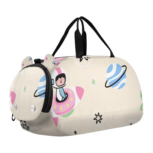 Cartoon Illustration Rockets Kleiner Turnbeutel mit Schuhfach Multifunktionale Gymnastik Sporttasche für Strand Schwimmen Taschen Pool Sport von voucong