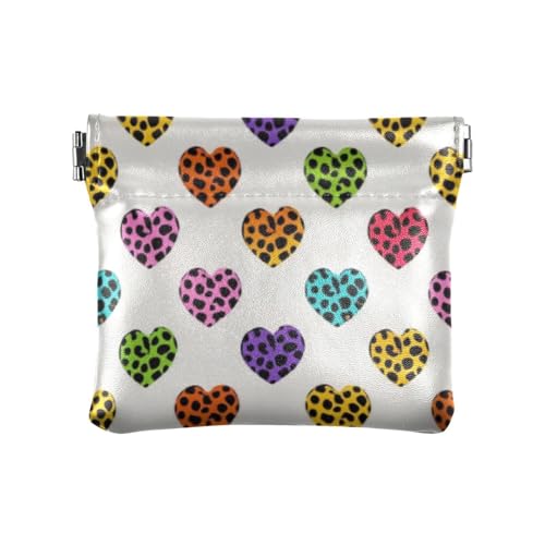 Cartoon-Leopardenmuster, Herz, PU-Leder, kleine Münzen, wasserdicht, Kartenschlüssel-Organizer für Damen, Cartoon-Leopardenmuster Herz, 1 size, Druckkunst von voucong