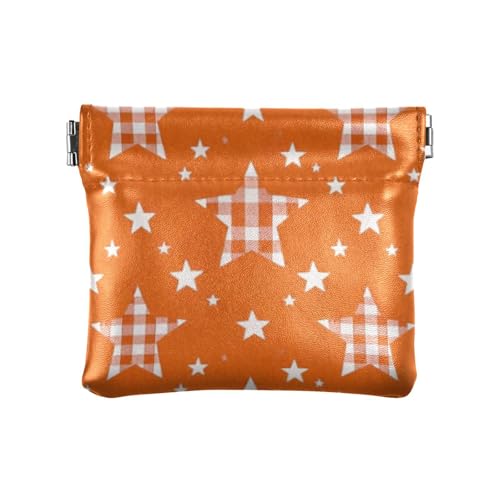 Cartoon Orange karierter Stern PU-Leder kleine Münzbörse ausgefallene Karte Schlüssel Organizer für Damen, Kariertes Karomuster mit Karomuster, 1 size, Druckkunst Cartoon Orange karierter Stern PU-Leder kleine Münzbörse ausgefallene Karte Schlüssel Organizer für Damen, Kariertes Karomuster mit Karomuster, 1 size, Druckkunst von voucong