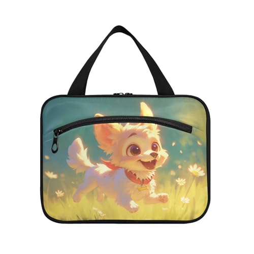 Chibi-Stil Cartoon Cute Dog Hanging Travel Size Toilettenartikel für Männer mit Haken, Designer-Mode-Hautpflege-Tasche für Frauen, Reisen, Urlaub, Bolsas de Maquillaje para Mujer L von voucong