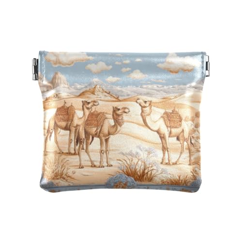 Chinesische Wüste, Kamelblau, PU-Leder, kleine Münzbörse, einzigartige Geldbörse für Damen, Chinesische Wüste, Kamelblau, 1 size, Druckkunst von voucong