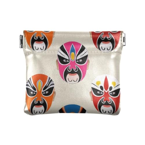 Chinesische einzigartige Peking-Oper Gesichts-Make-up für Damen und Herren, Leder, ausgefallene Mini-Geldbörse für Kleingeld, Münzfach für Damen, Chinesisches einzigartiges Gesichts-Make-up von Peking von voucong