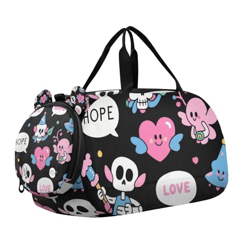 Coole und bunte Cartoon-Graffiti-Kinder-Seesack mit Schuhfach, multifunktional, Wochenendtasche, Übernachtungstasche, für Strand, Schwimmbad, Sport von voucong