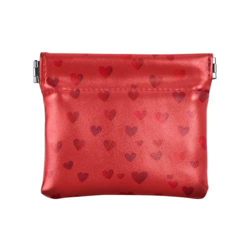 Damen-Geldbörse aus Leder, Motiv: Herzen, Cartoon-Motiv, niedlicher Kartenhalter für Damen, Herzen Happy Valentine's Cartoon rot, 1 size, Druckkunst von voucong