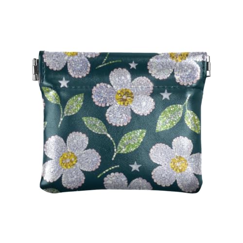 Damen-Geldbörse aus Leder, mit künstlichen Pailletten, wasserdicht, Schmuck-Organizer für Damen, Weiß, Weiße künstliche Pailletten-Blumen, 1 size, Druckkunst von voucong