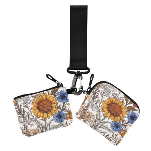 Damen-Geldbörse mit Blumenmotiv, Sonnenblumen-Zinnien-Hyazinthe, Weiß, Kartenetui, schlank, tragbar, Geld-Organizer mit Reißverschluss, Münzfach für Arbeit, Reisen, 2 Stück, Blumen Sonnenblume Zinnia Damen-Geldbörse mit Blumenmotiv, Sonnenblumen-Zinnien-Hyazinthe, Weiß, Kartenetui, schlank, tragbar, Geld-Organizer mit Reißverschluss, Münzfach für Arbeit, Reisen, 2 Stück, Blumen Sonnenblume Zinnia von voucong