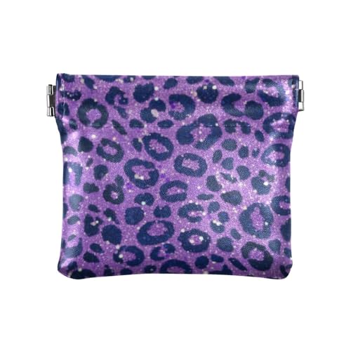 Damen Geldbörse mit künstlichem Glitzer-Leopardenmuster, Lavendel, klein, Leder, Münzgeldbörse für Damen, Künstlicher Glitzer, Leopardenmuster, Lavendel, 1 size, Druckkunst von voucong
