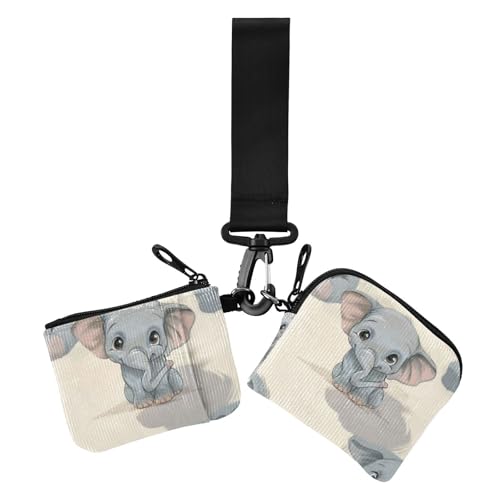 Elephant Damen Kleingeldbörse Kartenetuis Kleine Abnehmbare Münzgeldbörse Geldbörse Tasche mit Reißverschluss Münzfach für Arbeit Reisen 2 Packungen, Elefant, 1 size, Druckkunst von voucong