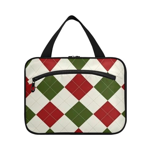 Fashion Christmas Buffalo Plaid Hanging Shaving Bag for Men Travel with Hook, Designer Cute toiletries Bag for Travel Essentials Work maletín para maquillaje L von voucong