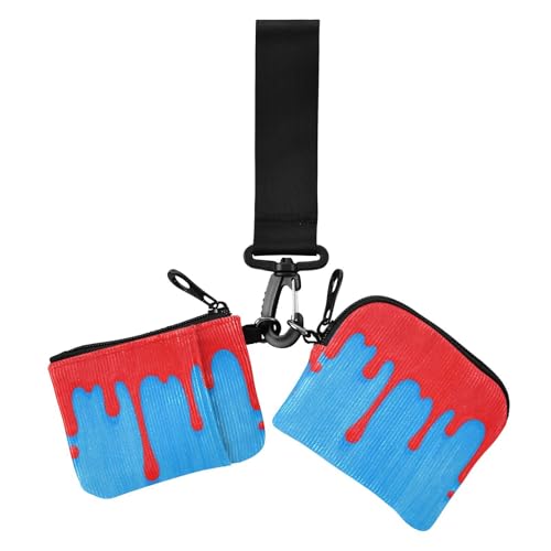 Fashion Street Graffiti Malerei Rot Blau Damen Kartenetuis Kleingeldhalter Slim Portable Reißverschluss Bargeld Münzfach mit Reißverschluss Münzfach für Damen 2 Stück, Modische von voucong