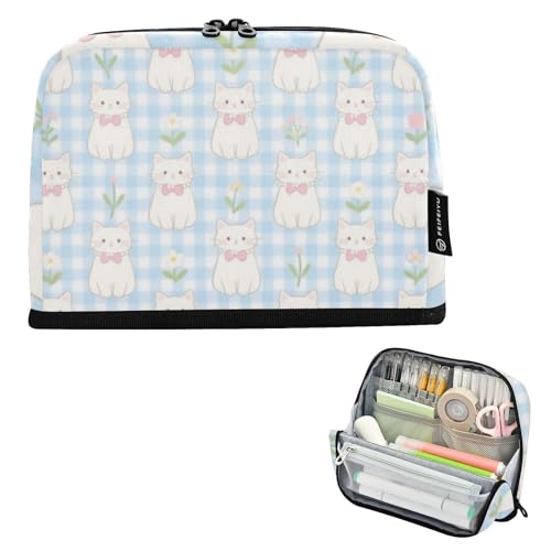 Federmäppchen mit großem Fassungsvermögen, Organizer für Lehrer, High School, niedliches Cartoon, weiße Katze von voucong