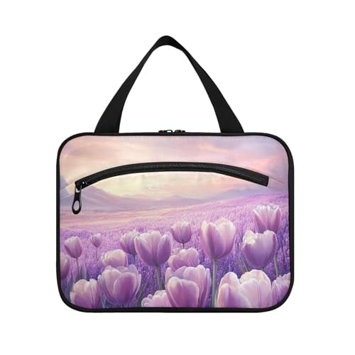 Flower Lavender Spring Hanging Bag Travel Cosmetic Bag with Hook, Designer Cute Toiletry Bag Hanging for Women Toilet cartera para maquillaje L von voucong