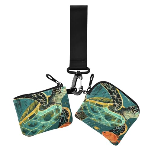 Free Turtle Realism Damen Geldbörsen Kartenetuis Klein Abnehmbare Kleingeld Geldbörse Schlüsselhalter mit Handgelenkschlaufe für Arbeit Reisen 2 Packungen, gratis Schildkrötenrealismus, 1 Größe, von voucong