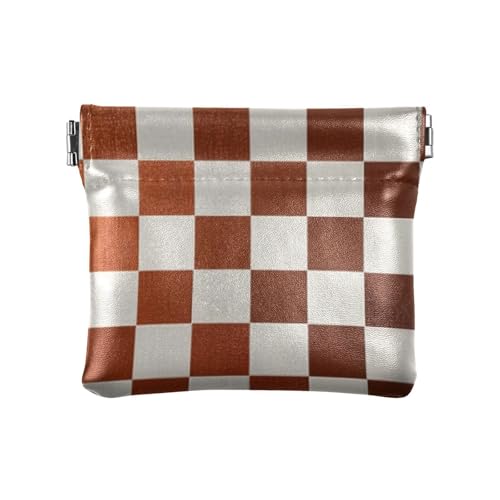 Gefälschte Glitzer-Schachbrett-Quadrate für Damen, klein, Leder, Münzgeldbörse, tragbarer Schmuck für Frauen, künstlicher Glitzer, Schachbrettquadrate, goldweiß, Einheitsgröße, Druckkunst, Gefälschte von voucong