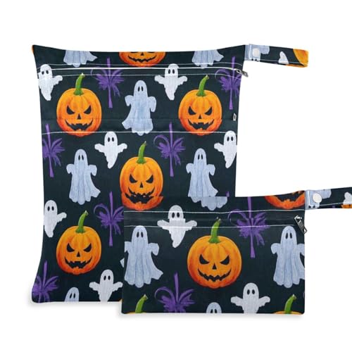 Gelber Halloween-Kürbis in Ölgemälde, mit Reißverschluss, Badeanzug, 2 Stück, Reisezubehör zum Fliegen, mit Griffen für den Pool Gelber Halloween-Kürbis in Ölgemälde, mit Reißverschluss, Badeanzug, 2 Stück, Reisezubehör zum Fliegen, mit Griffen für den Pool von voucong