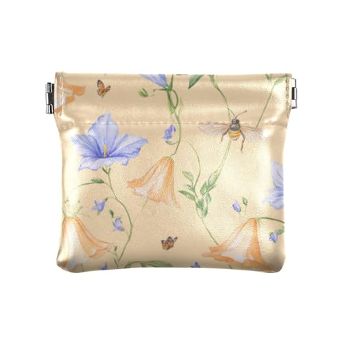 Geldbörse für Damen, Leder, Cartoon-Blume, Pfirsichfarben, einzigartige Karten-Schlüssel-Organizer für Frauen, Cartoon-Blume Pfirsich, 1 size, Druckkunst von voucong