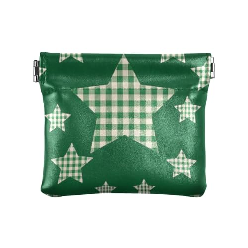 Geldbörse für Damen, Leder, kariert, kariert, Stern, Grün, wasserdicht, für Karten, Schlüssel, Organizer für Damen und Reisen, Kariertes Karomuster mit Sternen, Grün, 1 size, Druckkunst Geldbörse für Damen, Leder, kariert, kariert, Stern, Grün, wasserdicht, für Karten, Schlüssel, Organizer für Damen und Reisen, Kariertes Karomuster mit Sternen, Grün, 1 size, Druckkunst von voucong