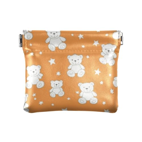 Geldbörse mit Cartoon-Motiv, niedlicher weißer Teddybär, Sterne, für Damen und Herren, Niedliche weiße Teddybär-Sterne, 1 size, Druckkunst von voucong