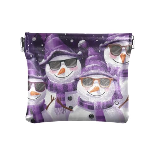 Geldbörse mit Cartoon-Schneemännern, Safari, PU-Leder, tragbar, Mini-Münzgeldbörse für Damen, Cartoon-Schneemänner-Safari des Vaters, 1 size, Druckkunst von voucong