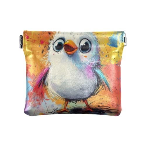 Geldbörse mit Cartoon-Vogelkunst, Malerei, für Damen und Herren, Leder, einzigartiger Schmuck-Organizer für Damen, Cartoon-Vogel-Kunstmalerei, 1 size, Druckkunst von voucong