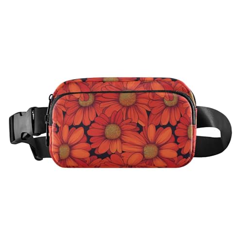 Gerbera Gürteltasche mit Gänseblümchen-Motiv, Vintage, Cartoon-Stil, stilvolle Gürteltasche für Damen, Herren, Teenager, kleine Gürteltasche, Reisebrieftasche mit verstellbarem Riemen für Reisen von voucong