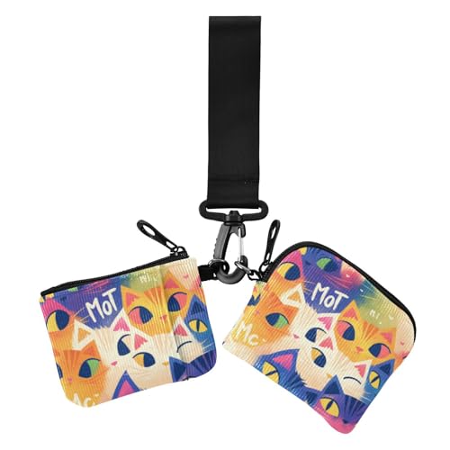 Glam Dinosaurier-Malerei-Stil, Damen-Münzbeutel, Kartenhalter, kompakte Größe, Geld-Organizer mit Reißverschluss, Münzfach für Damen, 2 Stück, Glamour-Dinosaurier-Malerei, 1 size, Druckkunst von voucong