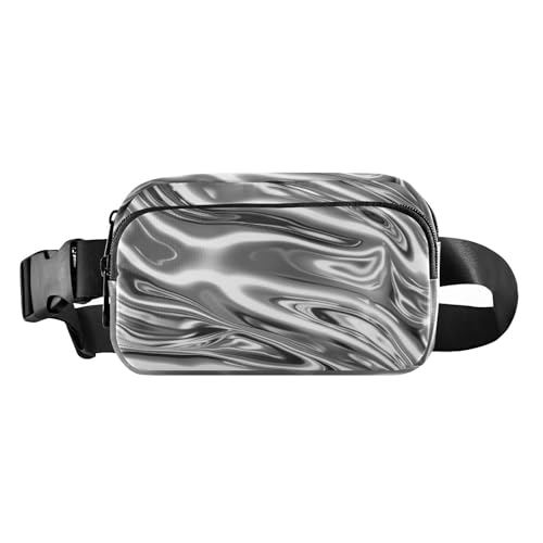 Glatte, glänzende, silberfarbene, metallische Chrom-Oberfläche, trendige Umhängetasche, Hüfttasche für Herren und Damen, kleine Umhängetasche, Anti-Diebstahl-Hüfttasche mit verstellbarem Riemen für Glatte, glänzende, silberfarbene, metallische Chrom-Oberfläche, trendige Umhängetasche, Hüfttasche für Herren und Damen, kleine Umhängetasche, Anti-Diebstahl-Hüfttasche mit verstellbarem Riemen für von voucong