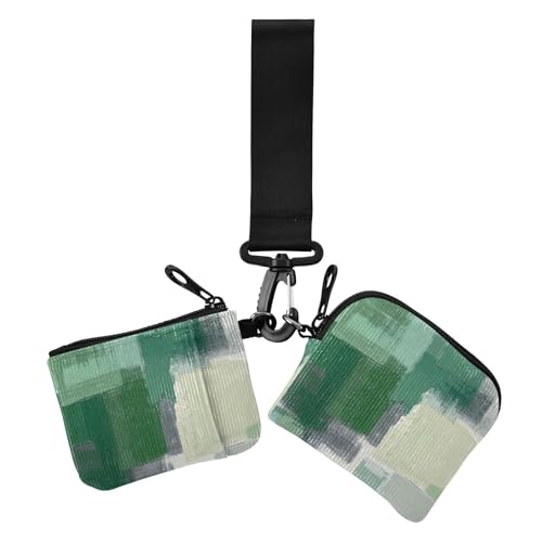 Grün Weiß Grau Tinte Kunst Malerei Damen Brieftaschen Kartenhüllen Mini Mode Schlüsselanhänger Geldbörse Wechsel Geldbörse mit Reißverschluss Münze Tasche für den täglichen Gebrauch 2 Packs, grün weiß von voucong